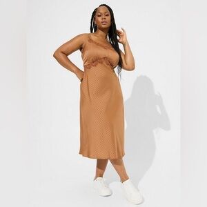 NWT torrid Tea Length Woven Jacquard Lace Trim Cami Dress